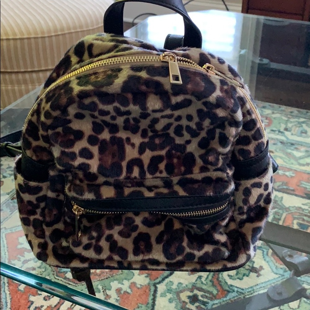 Mini leopard print backpack